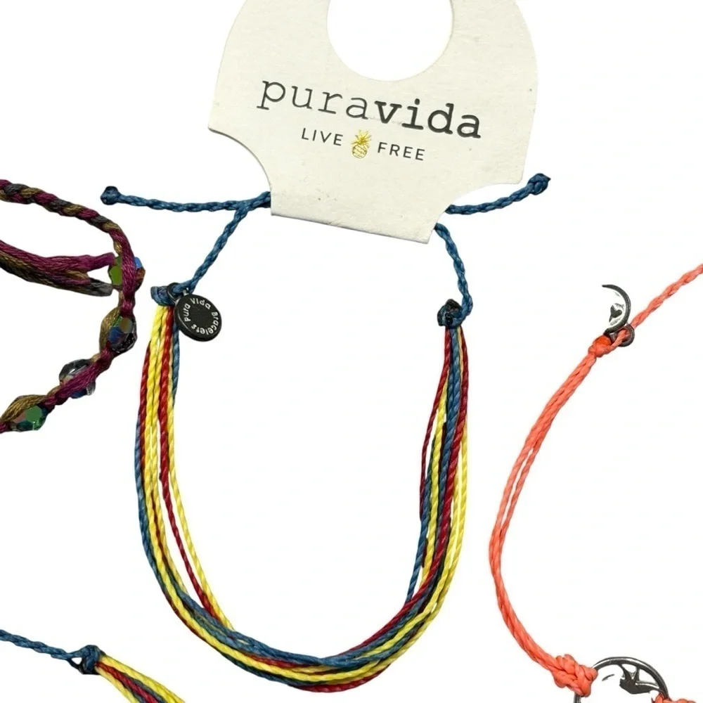 Pura Vida Bracelets Lot of 7 Palm Tree Pine Cone NEW Used Beach Boho